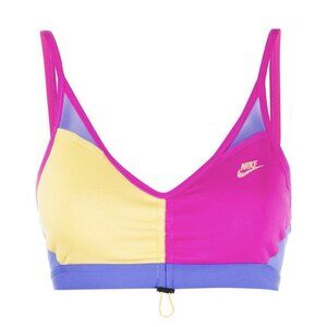 NIKE Sports Bra Women's Pink Color Block Toggle Detail Sz S Multicolor Yoga